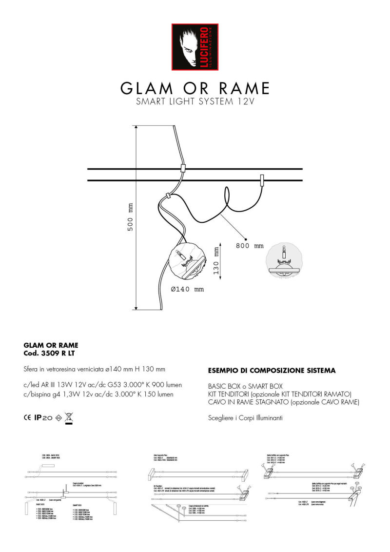 GLAM OR RAME | SMART LIGHT SYSTEM 12V | Sistema Cavi Bassa Tensione 12V | Lucifero Illuminazione