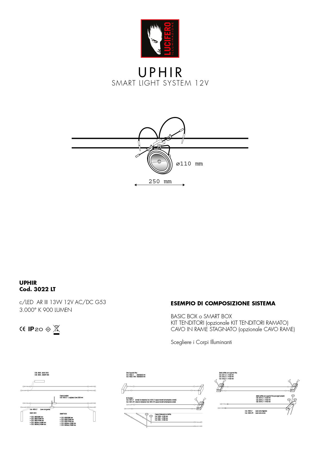 UPHIR | SMART LIGHT SYSTEM 12V LED | Sistema Cavi Bassa Tensione 12V | Lucifero Illuminazione | Torino | Made in Italy