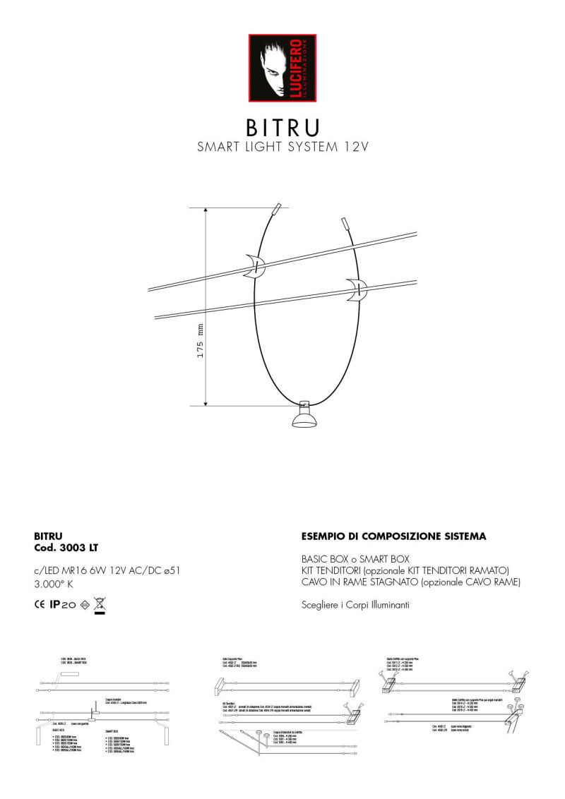 BITRU | SMART LIGHT SYSTEM 12V LED | Sistema Cavi Bassa Tensione 12V | Lucifero Illuminazione | Torino | Made in Italy