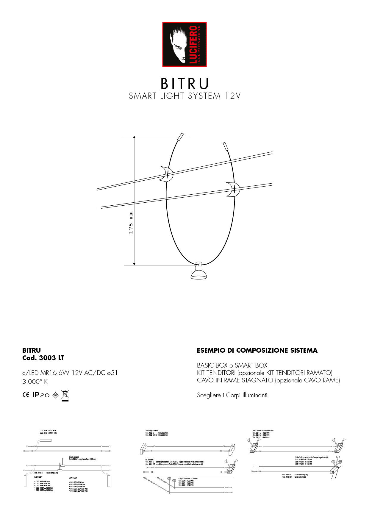 BITRU | SMART LIGHT SYSTEM 12V LED | Sistema Cavi Bassa Tensione 12V | Lucifero Illuminazione | Torino | Made in Italy