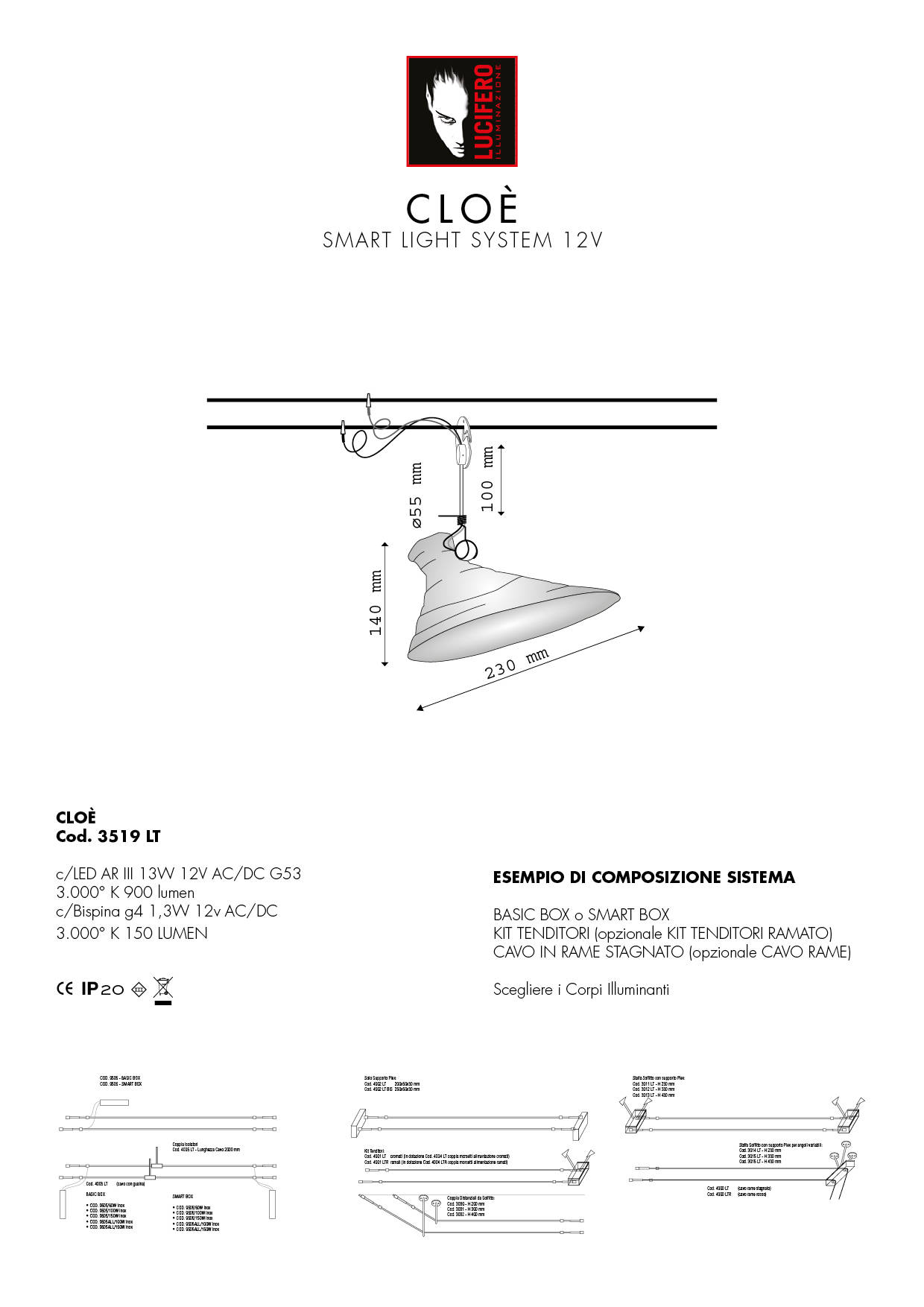 CLOÈ | SMART LIGHT SYSTEM 12V LED | Sistema Cavi Bassa Tensione 12V | Lucifero Illuminazione | Torino | Made in Italy