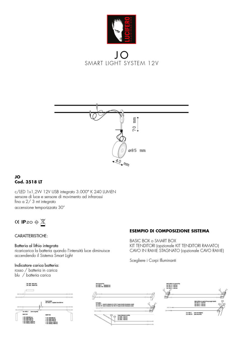 JO | SMART LIGHT SYSTEM 12V LED | Sistema Cavi Bassa Tensione 12V | Lucifero Illuminazione | Torino | Made in Italy