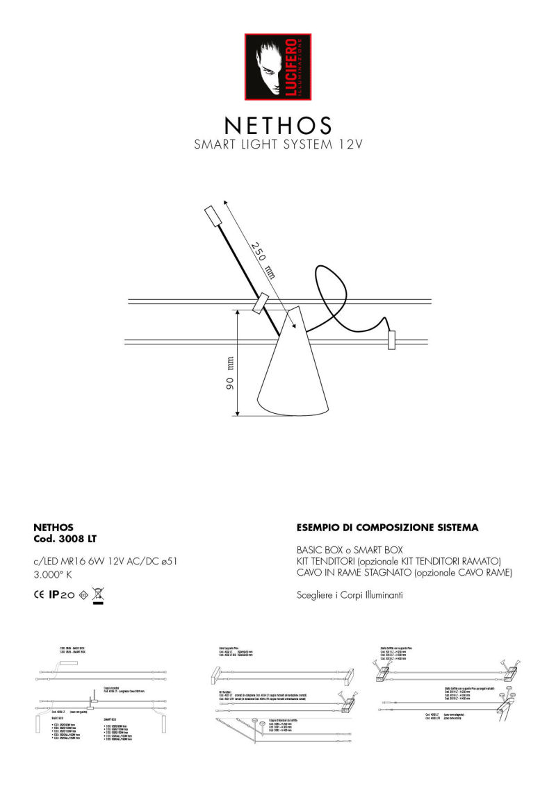 NETHOS | SMART LIGHT SYSTEM 12V LED | Sistema Cavi Bassa Tensione 12V | Lucifero Illuminazione | Torino | Made in Italy