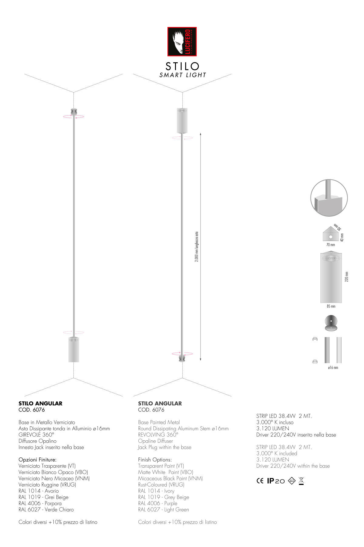 Stilo Angular - Lampada da Parete per angolo | Lucifero Illuminazione