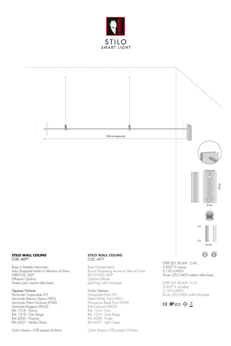 Stilo Wall/Ceiling - Lampada da Parete/Soffitto - Lucifero Illuminazione